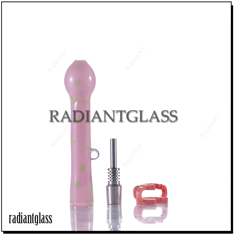 Spotted Pattern Glass Nectar Collector with 10mm Titanium Nail DAB Tool Smoking Accessories