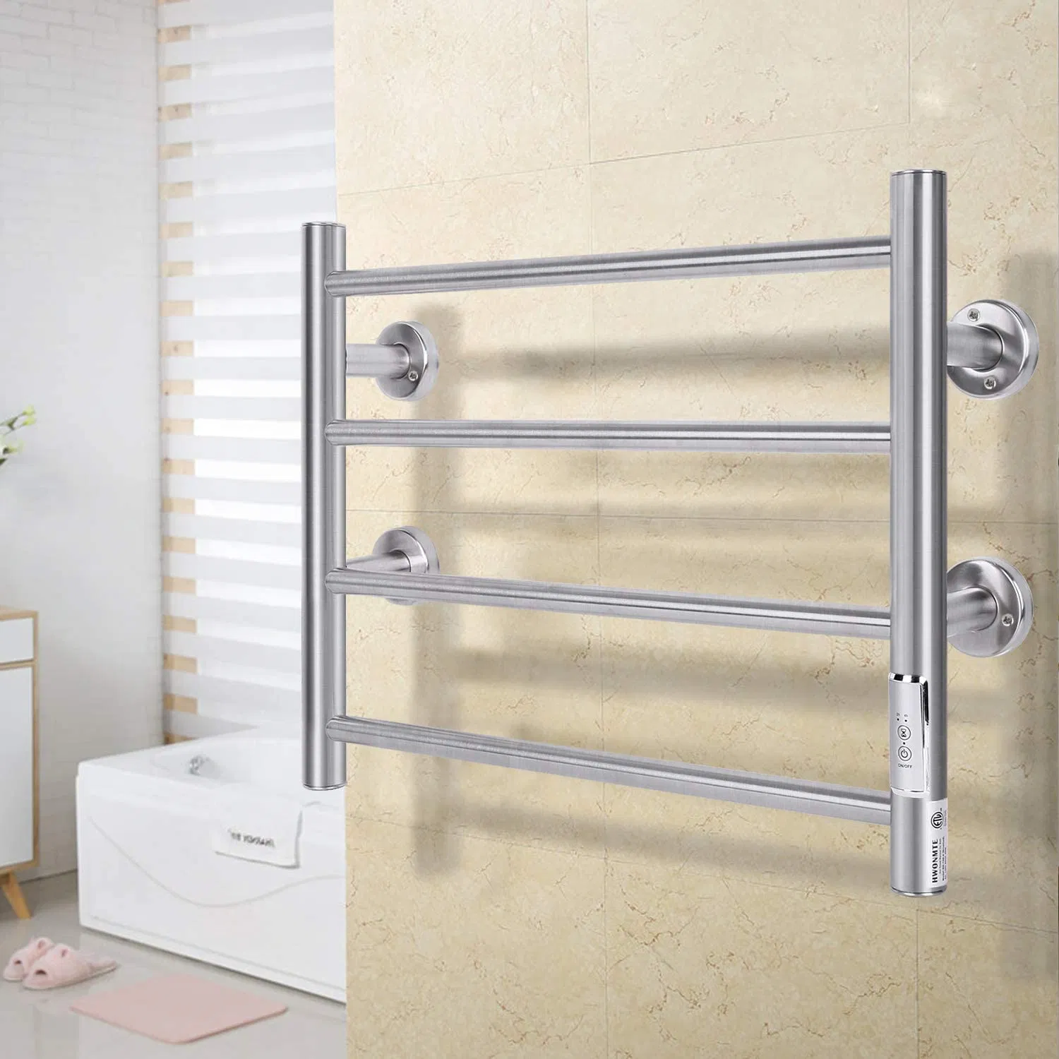 SUS304 Heated Towel Rack for Bathroom with Built-in Timer