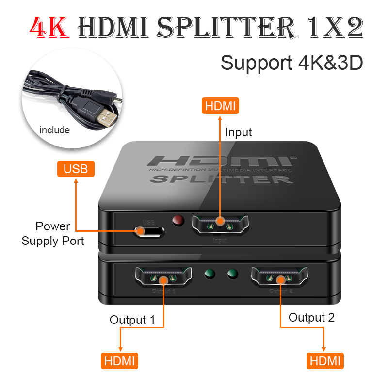 Разветвитель HDMI 4K на 2 порта