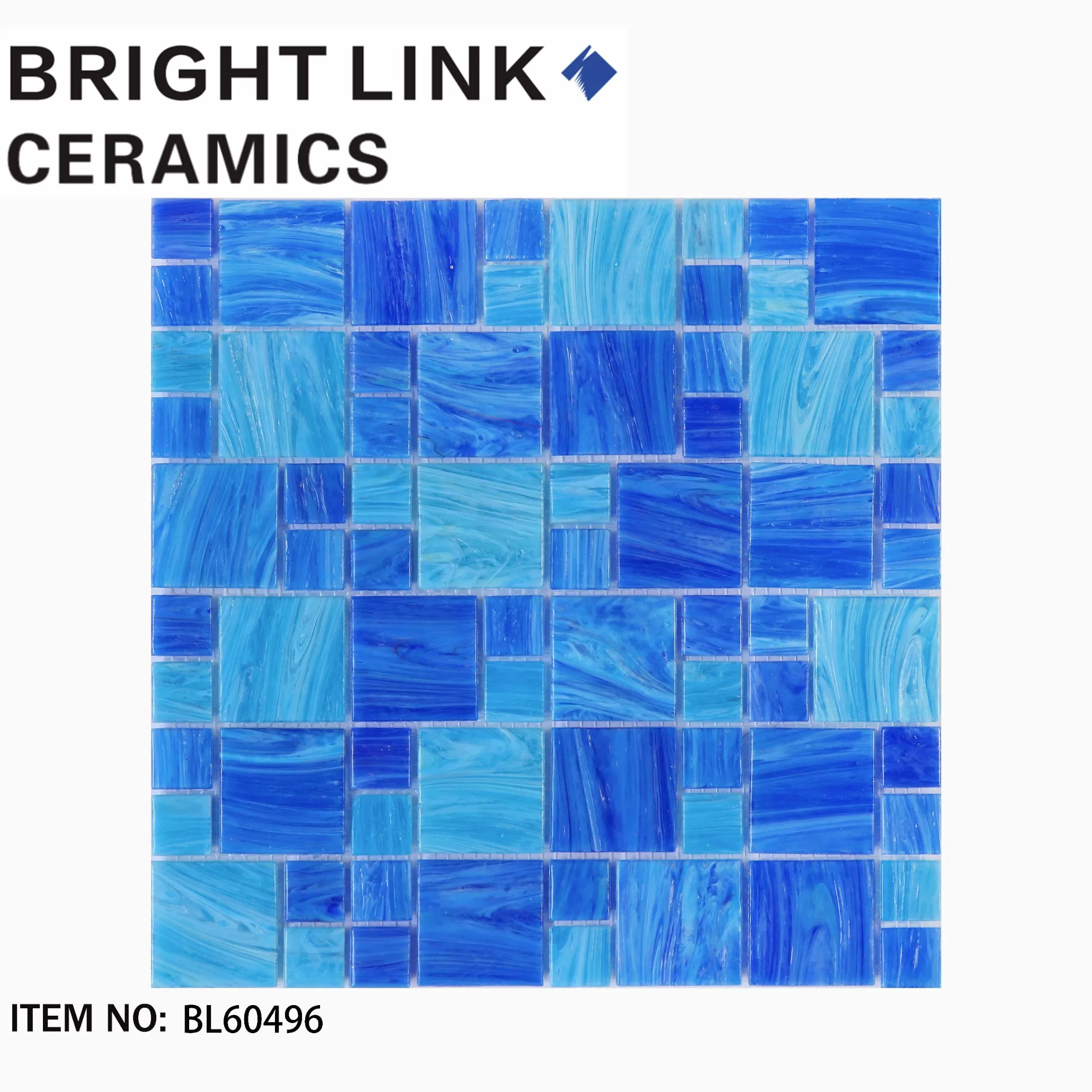Мозаика для бассейна 300x300 мм, синяя, стеклянная