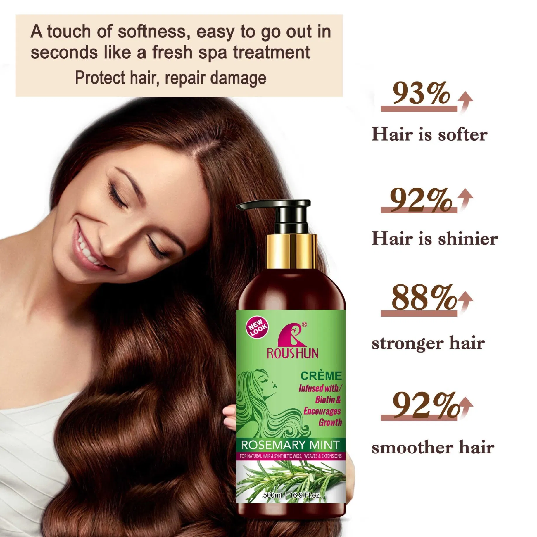 Roushun Nourishing Rosemary Mint Conditioner for Dry Hair Care