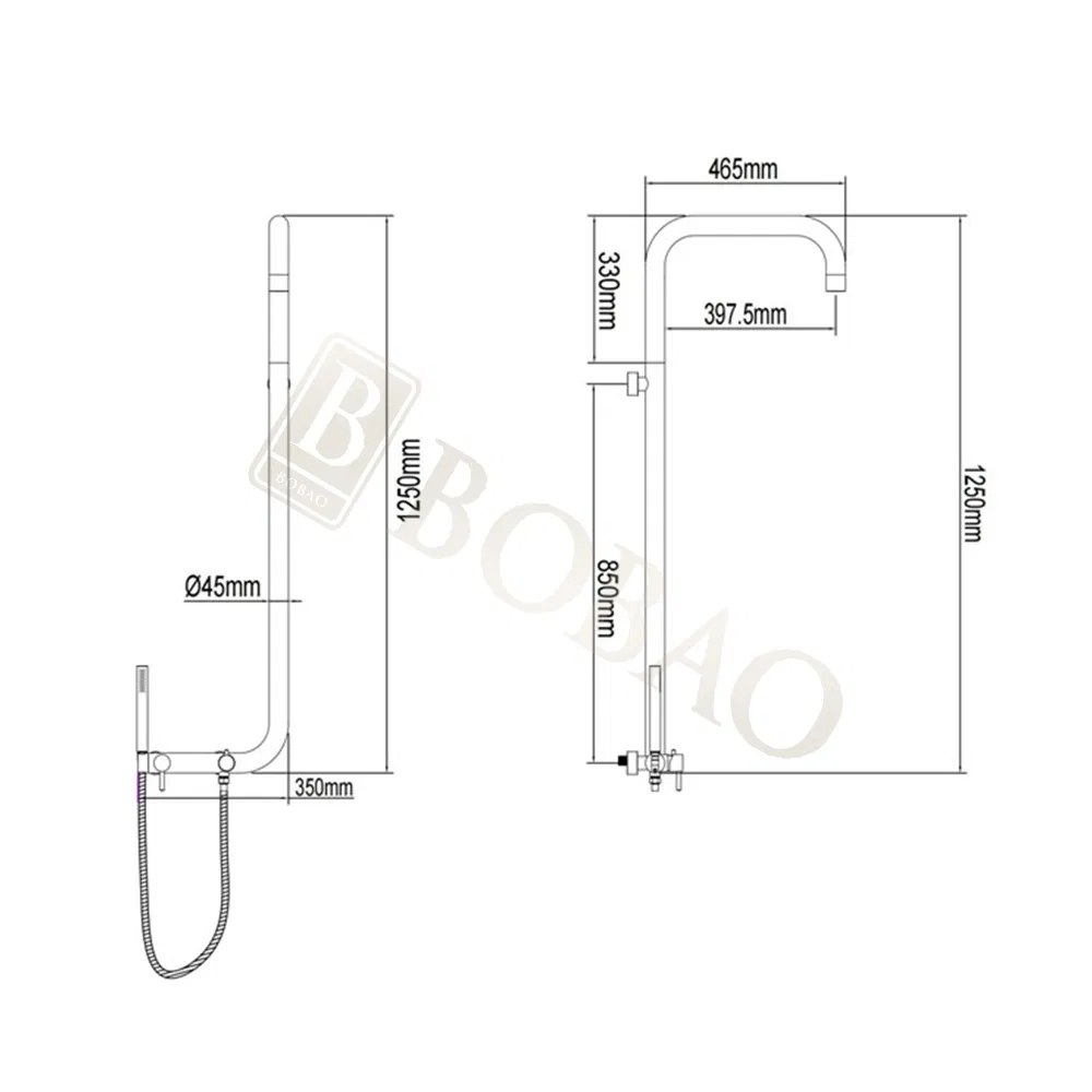 New Design Outdoor Portable Shower Stainless Steel Swimming Pool Showers
