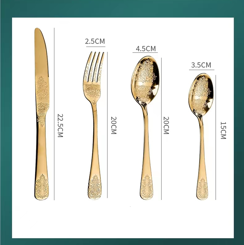 Nordic Luxury Tableware Golden Dinnerware Stainless Steel Cutlery Set