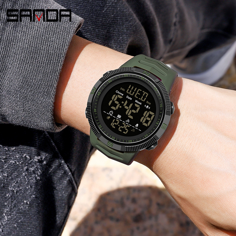 Sanda 6014 Wristwatch Luminous Multi-Functional Fashion Boys LED Digital Watch