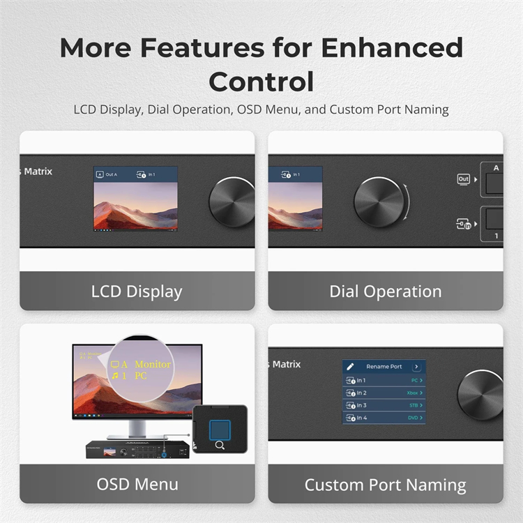 Custom 4X4 HDMI Keypad Switch Splitter 1080P 60Hz Seamless 4 Way AV