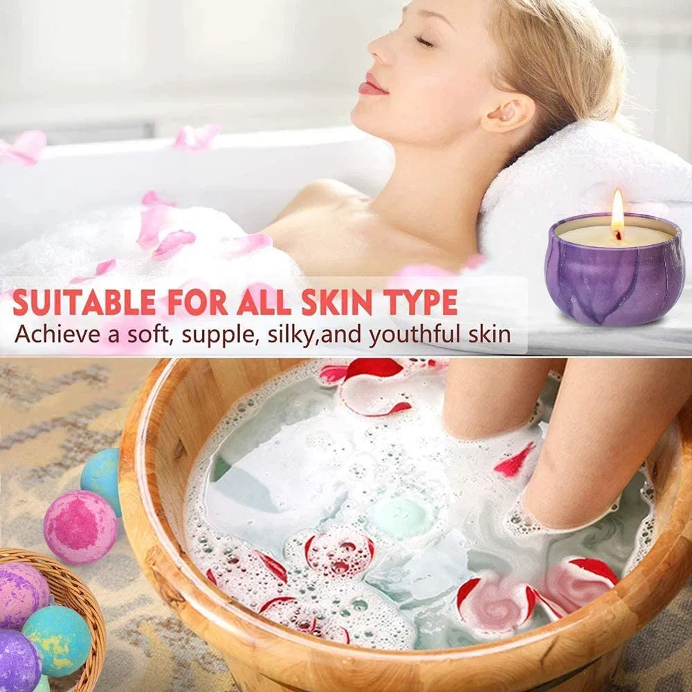 Fragrance Large Bubble Bath Bombs Essential Oil with Scented Candles Set Bubble Bath Bombs Set