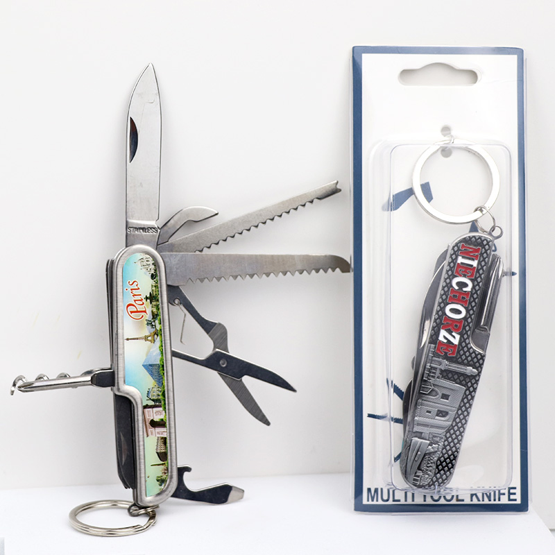 Wholesale Custom Logo 11 in 1 Utility Survival Knife Souvenir Pocket Multifunction Folding Knives