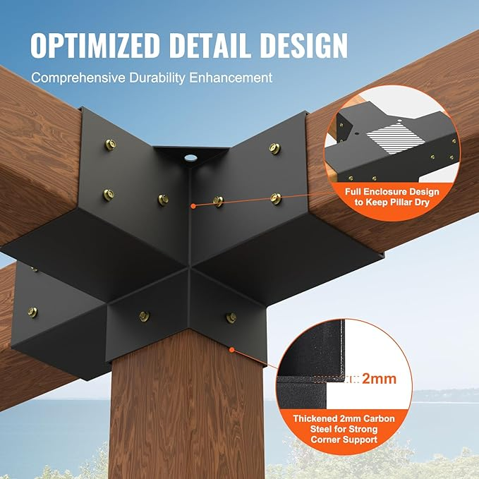 Gazebo Kit for 4X4'' (Actual 3.5X3.5 in) Wooden Beams Lumber Pergola Sheds