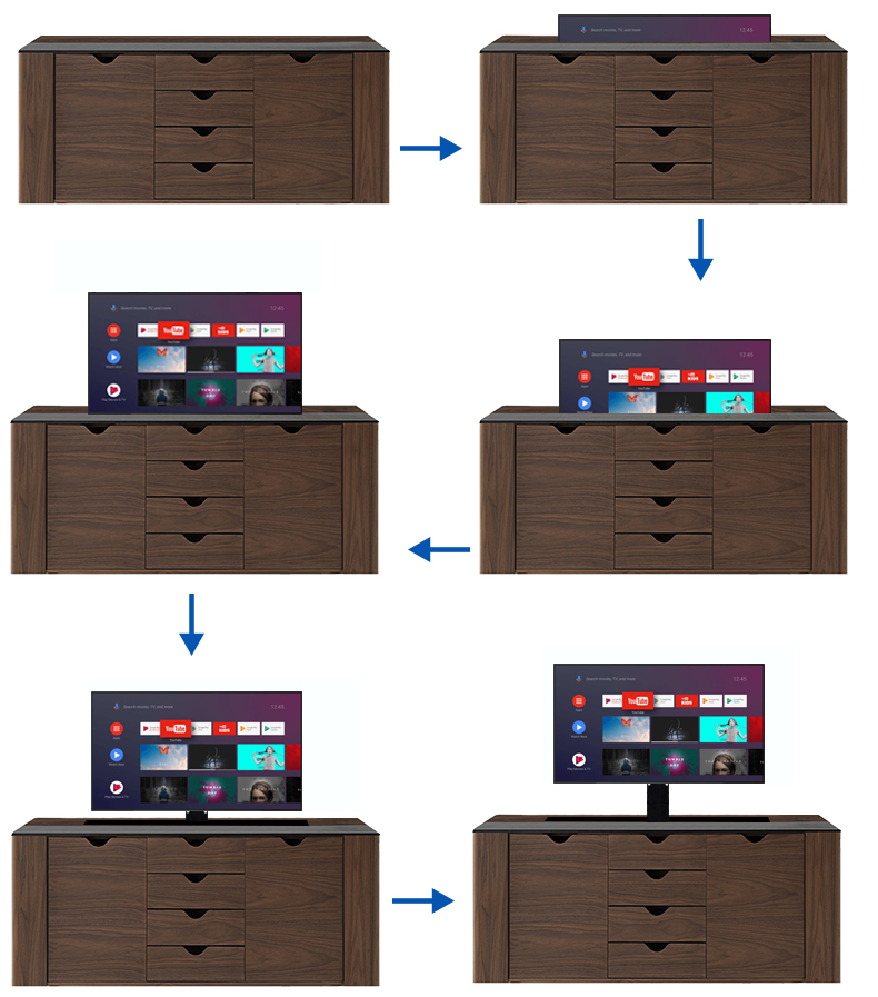Height Adjustable 161cm Load Bearing 80kg TV Lift Stand for 32-57 Inch TV Bracket Vesa 400*400 Mount