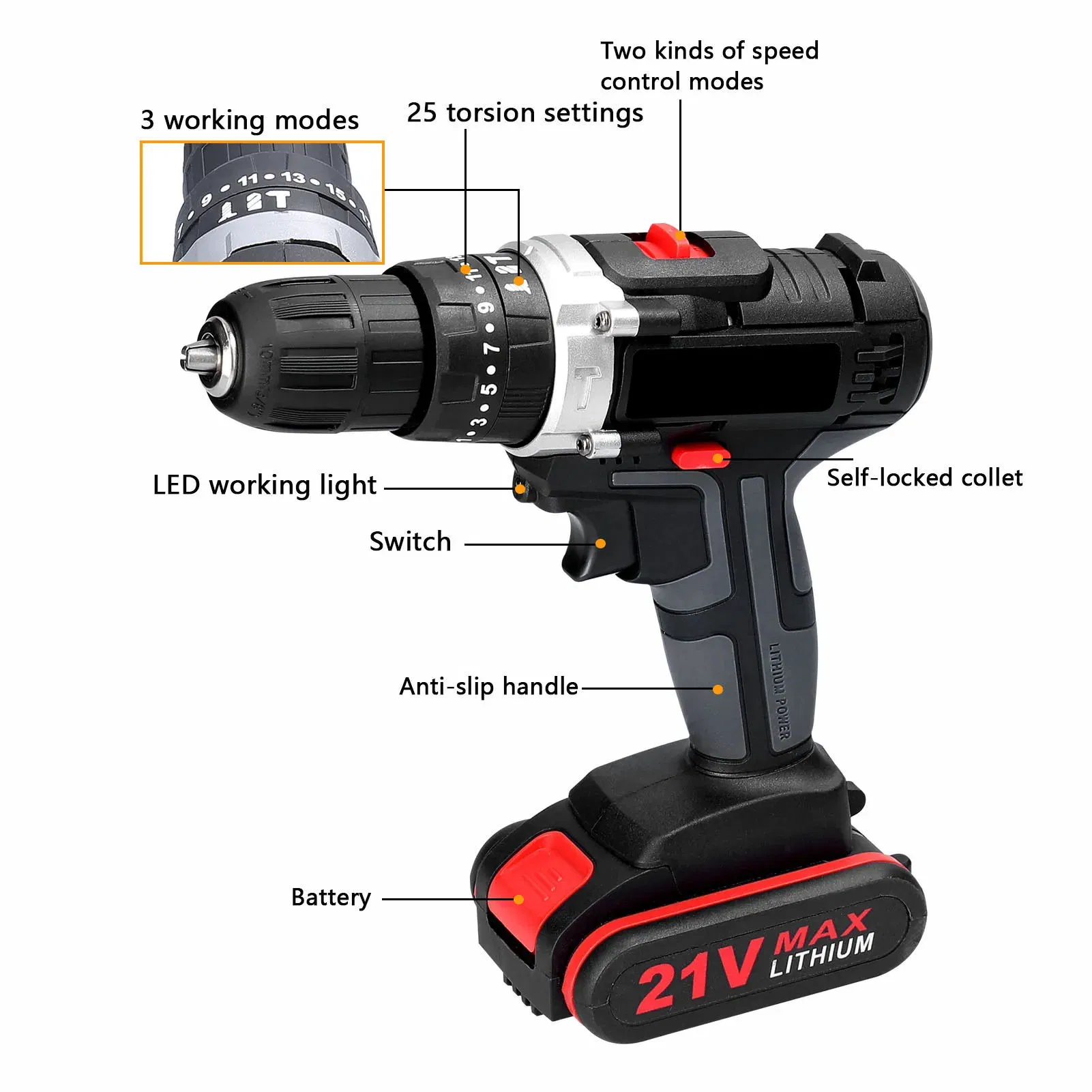 Cisvis Factory Wholesale Price Mini Cordless Drill 21V Lithium Battery Impact Power Drill Wireless Rechargeable with OEM Customization Support