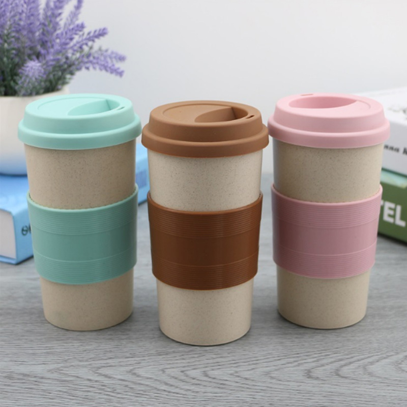 Кружка из рисовой шелухи 450 мл с силиконовой крышкой