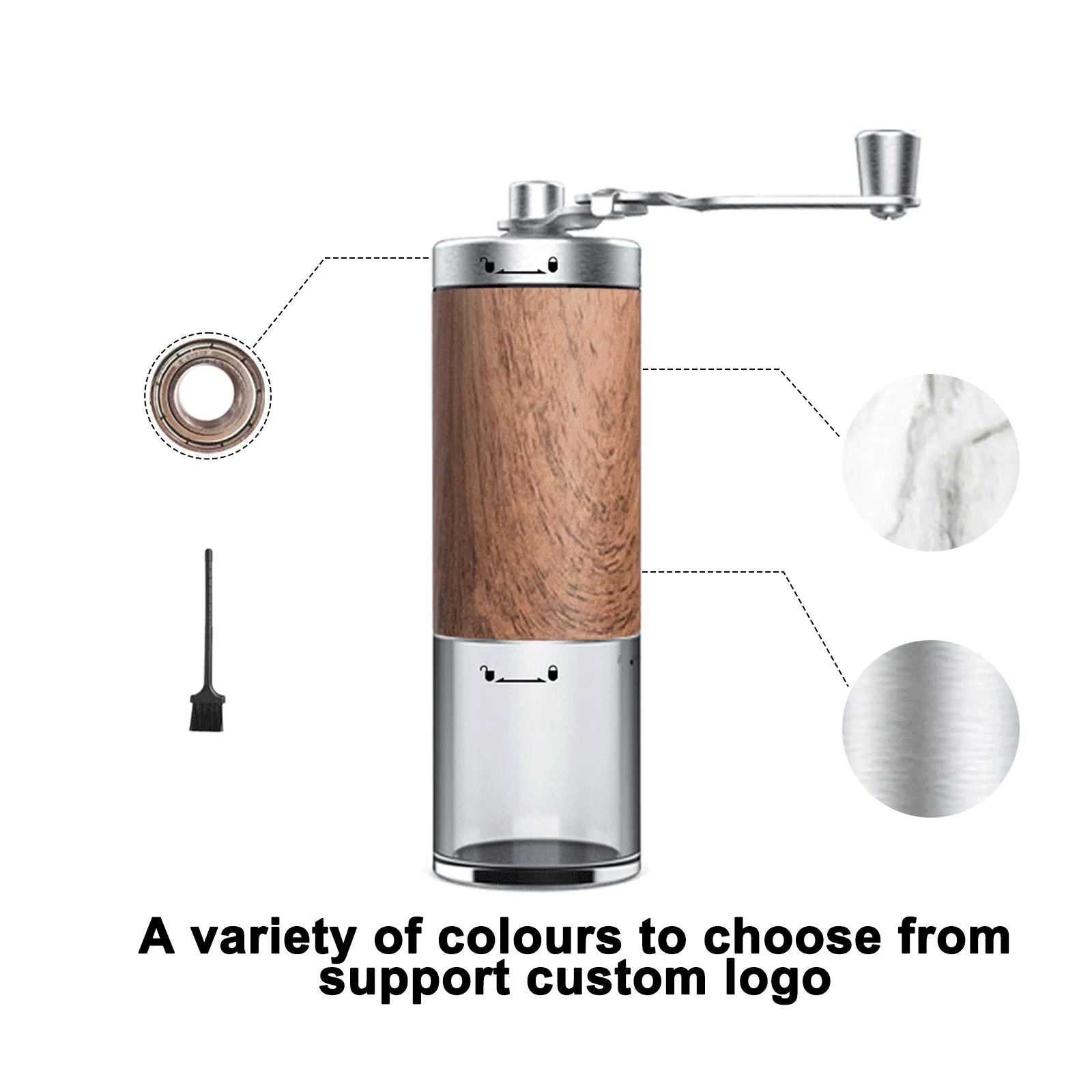 Commercial Coffee Mill Coffee Grinder Hand Wood Grain Manual Coffee Grinder