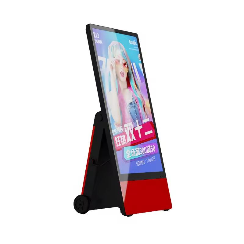 LCD Display 43 Inch Screen Outdoor IP65 Waterproof Digital Signage Battery Rechargeable Mobile Poster LCD Advertising IR Touch Screen