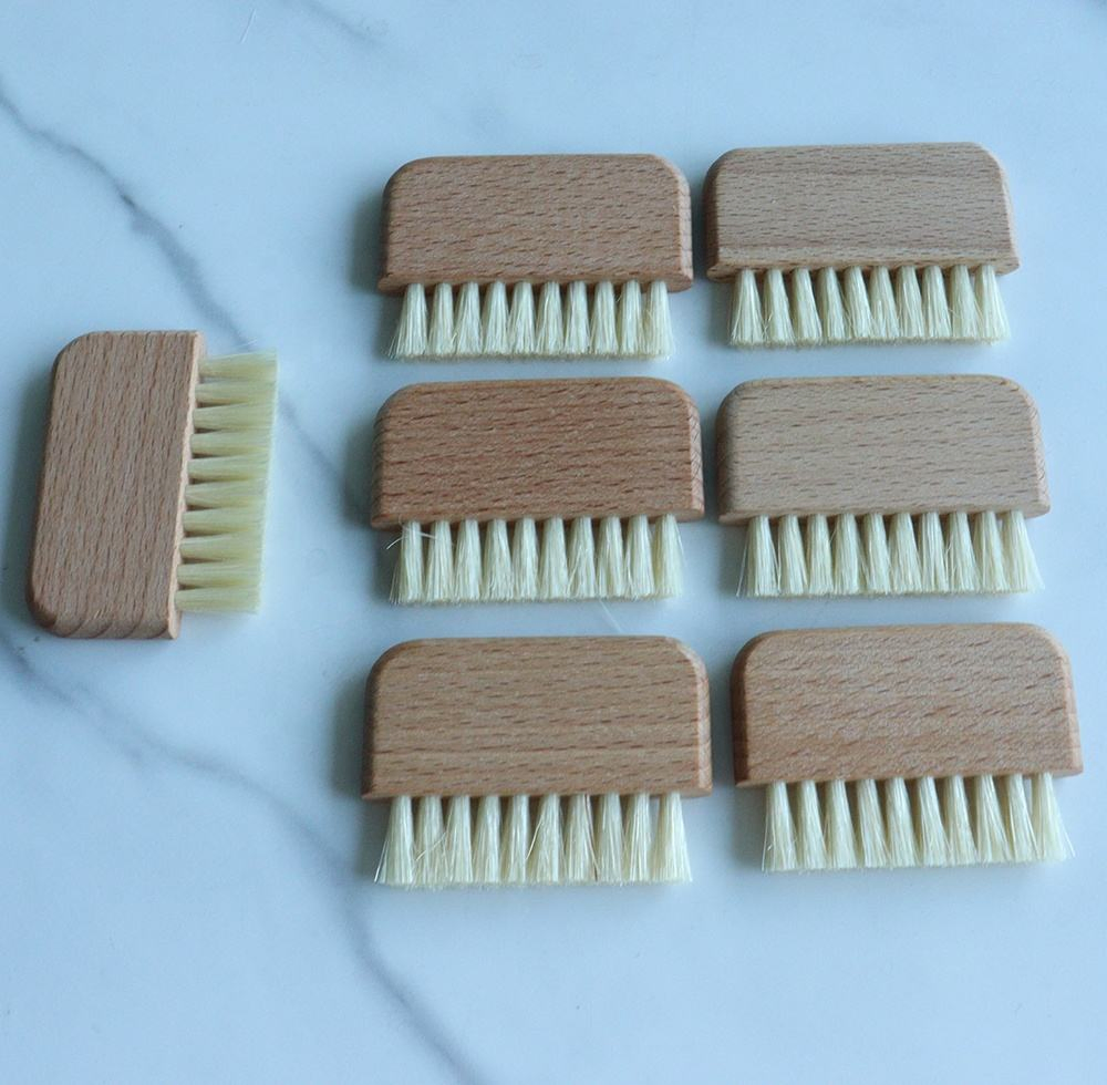 Natural Beewood Wooden Cleaning Nail Fingernail Brush Non-Slip Scrub Brush for Cleaning Hands, Feet and Cuticles
