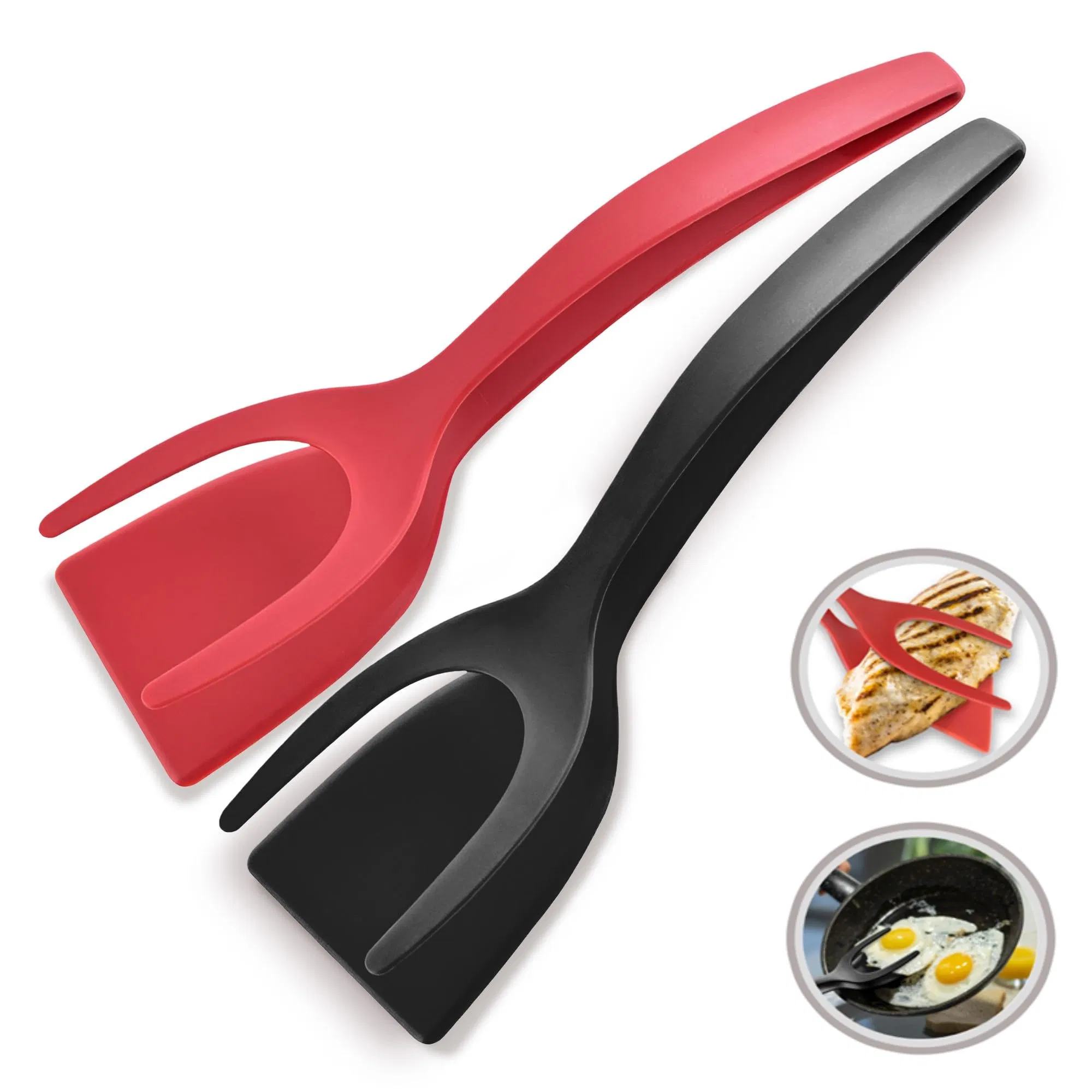 Ergonomic Nylon Flipper Spatula with Tongs for Easy Cooking