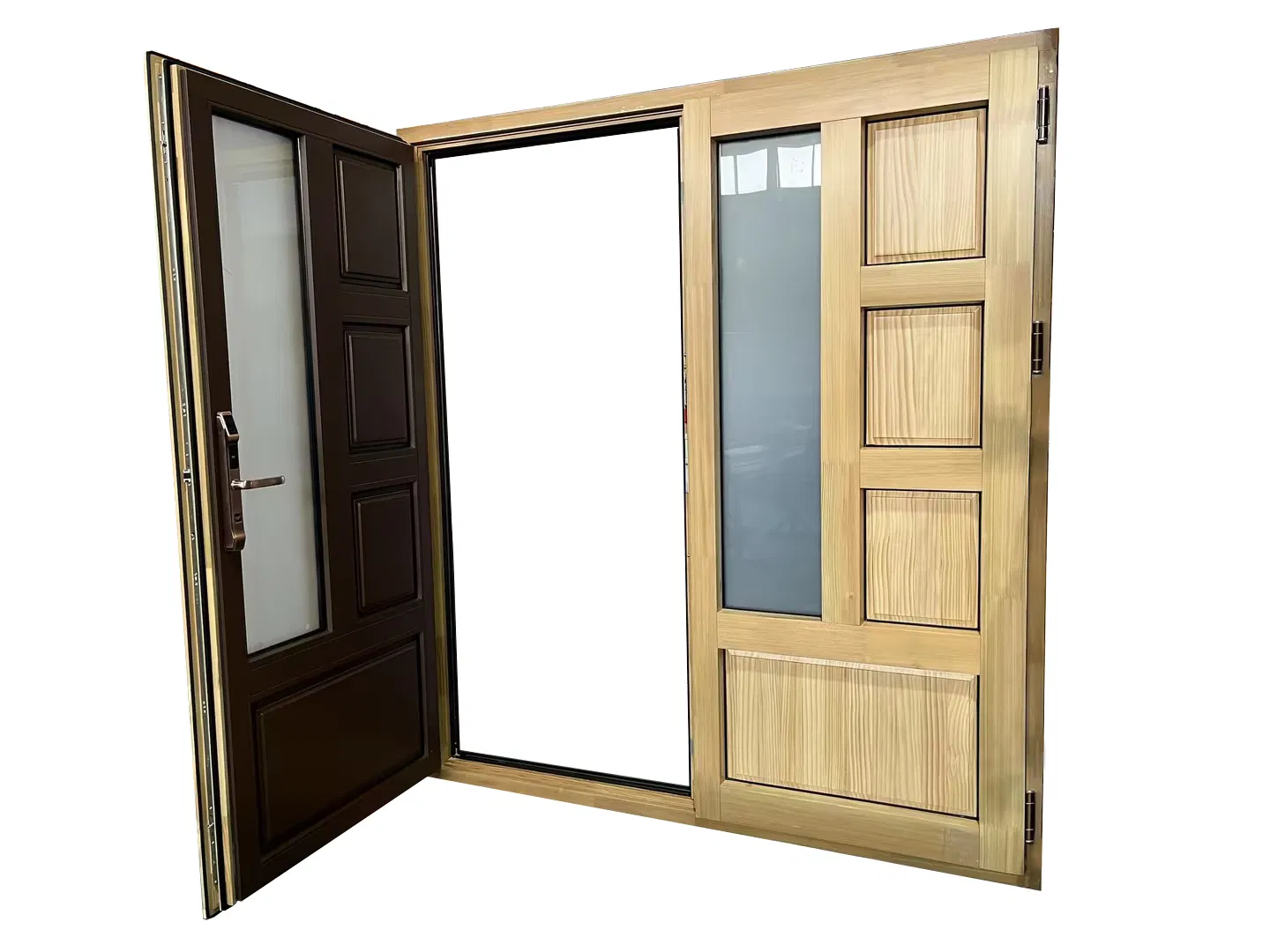 Thermally Insulated Aluminum Clad Timber French Doors with Solid Core & Glass Panel Energy-Efficient