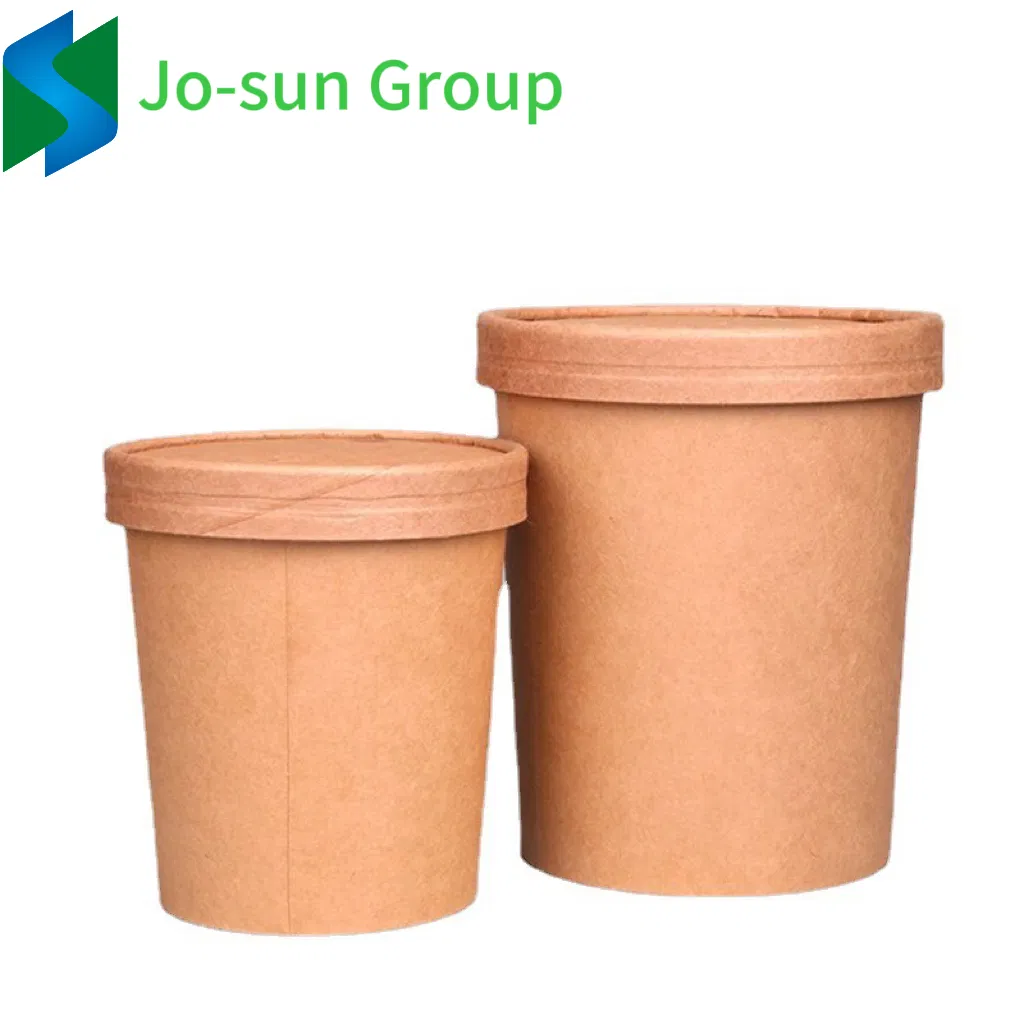 Hot Sale Biodegradable Disposable Kraft Paper Brown Hot Soup Bucket with Lid