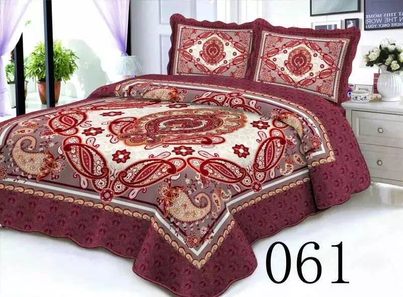 European Patchwork Microfiber Polyester Bedspread Coverlets Bedding Set