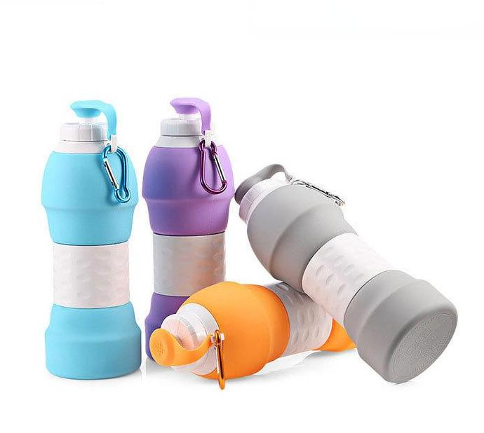 New Silicone Collapsible Sports Water Bottle, 580ml Large Capacity, Portable Silicone Water Cup for Outdoor Travel, Mountaineering and Camping