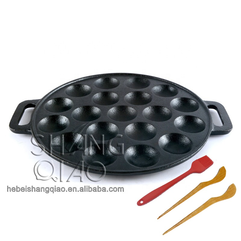 Pre-Seasoned Anti-Stick Dutch Pancake Pan Dutch Mini-Pancake Cast Iron Poffertjes Pan