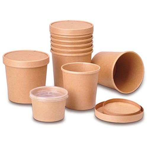 Disposable Kraft Paper Bowl Environmental Packaging Box Commercial Fruit Salad Lunch Box with Lid Takeout Gravy Lunch Box Round