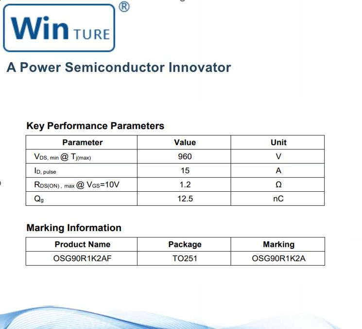 MOSFET-транзистор OSG65R099HSZAF TO247 для автомобильного инвертора