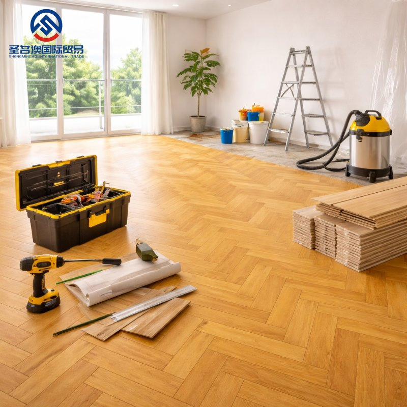 Click Lock Herringbone Engineered Wood Flooring Waterproof Oak Parquet Floor Easy Installation