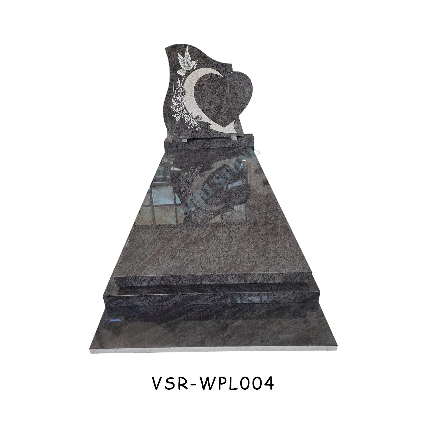Poland Granite Monument Heart Shaped Headstone in Green Granite