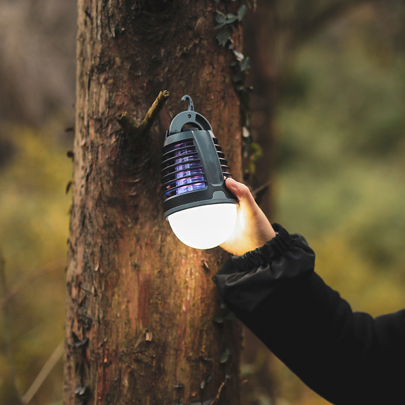 Outdoor Camping Portable UV Light Wave Mosquito Repeller Waterproof LED Shock Bug Zapper Electric Fly Killer Machine Lamp Insert Killing Trap Hanging Lantern