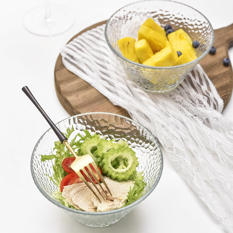 Wholesale Simple Kitchen Large Round Salad Fruit Bowl 900ml 1300ml 1600ml Cooking Container Fruit Dessert Ice Cream Glass Bowl