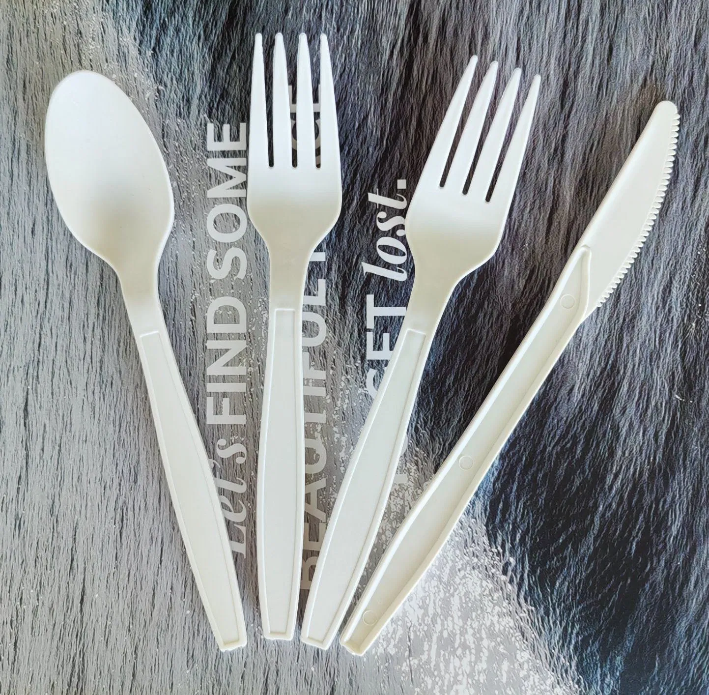 Customizable White or Custom Colors Cornstarch Biodegradable Single Use Cutlery Spoon Fork