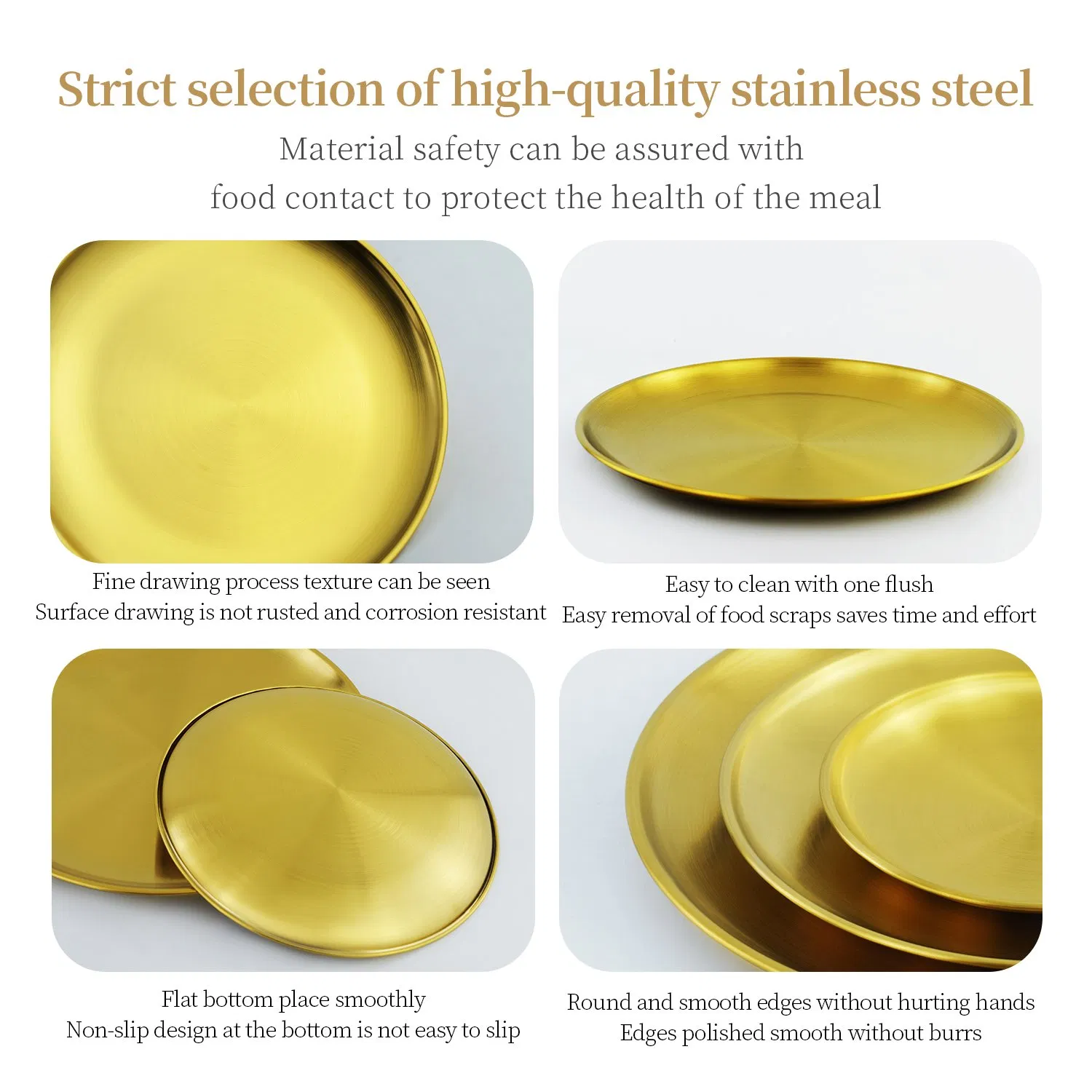 Korean Stainless Steel Golden Vintage Platter Tray