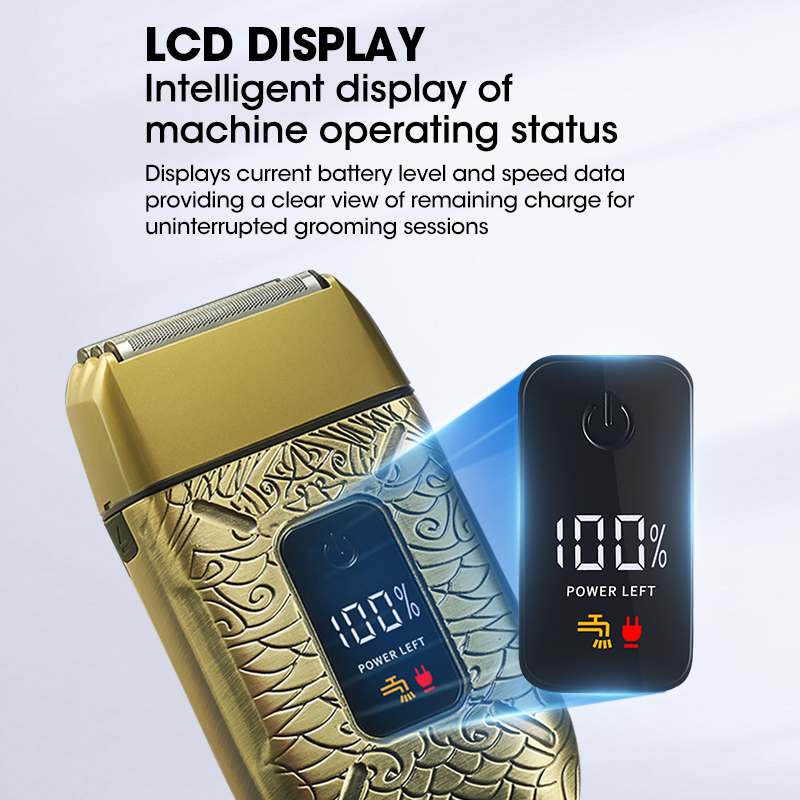 Rechargeable Men's Electric Beard Trimmer with Digital Display