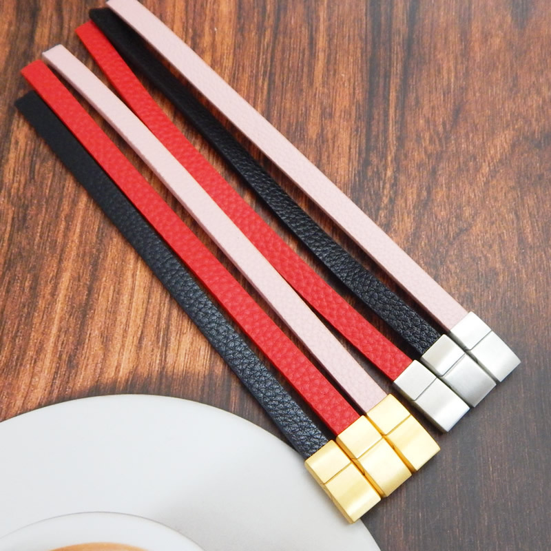 8X3mm Flat Geuine Leather Bracelet for Womens Men