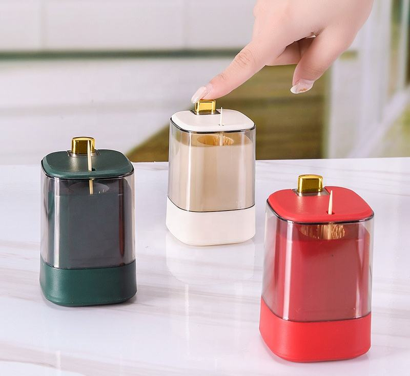 Stocked Plastic Press Type Toothpick Box Toothpick Dispenser Automatic Table Toothpick Holder