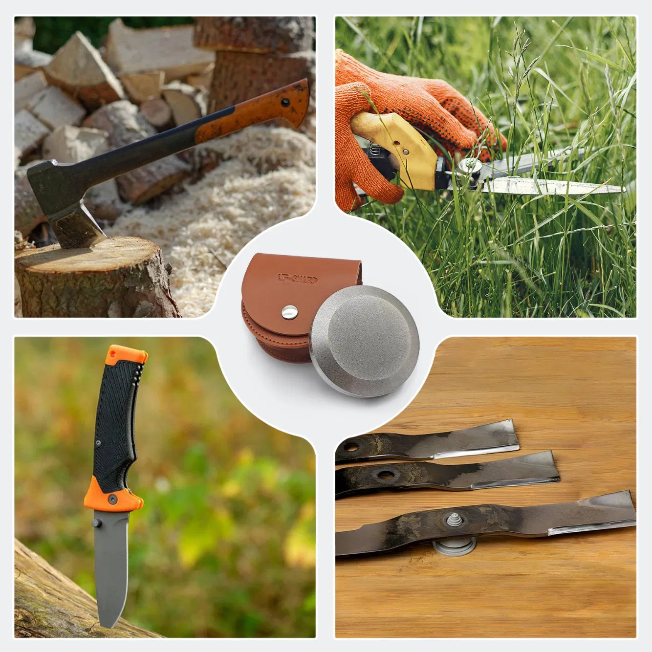 Dual Grit Whetstone Knife Axe Blade Sharpener Diamond Sharpening Stone for Kitchen and Garden Tools