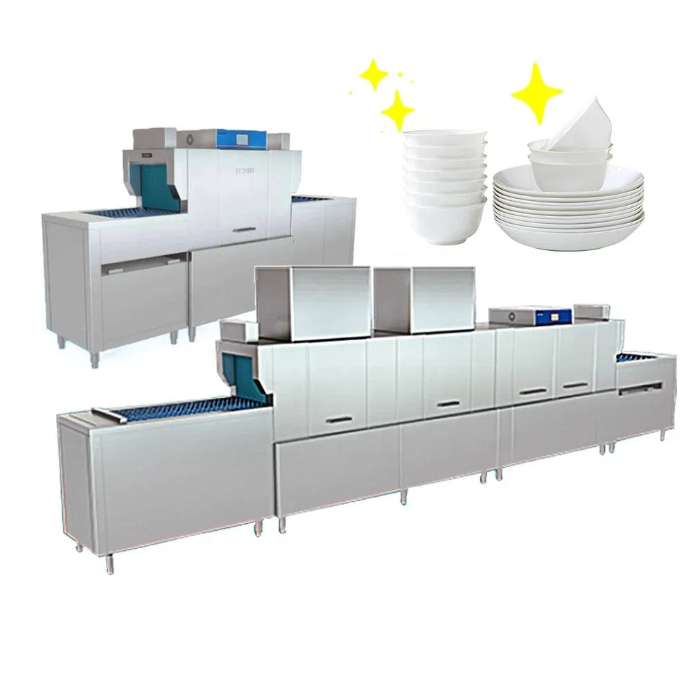 Commercial Conveyor Dishwasher Pass-Through Tunnel Dish Washing Machine for Restaurants & Hotels