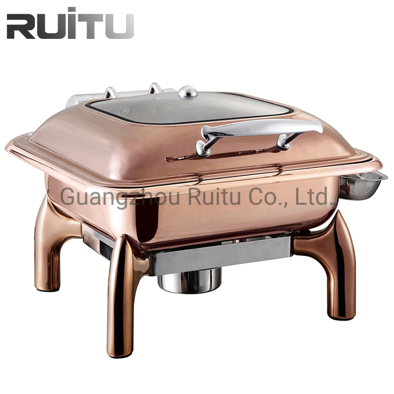 Restaurant Hotel Supply Products Food Warmer Gn Ceramic Pan Chafing Dish Gold Buffet Food Chafer