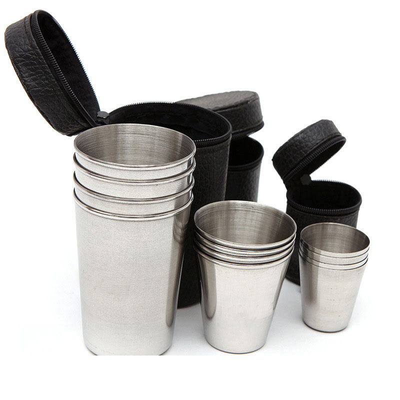 Набор походных кружек из нержавеющей стали, 8 шт