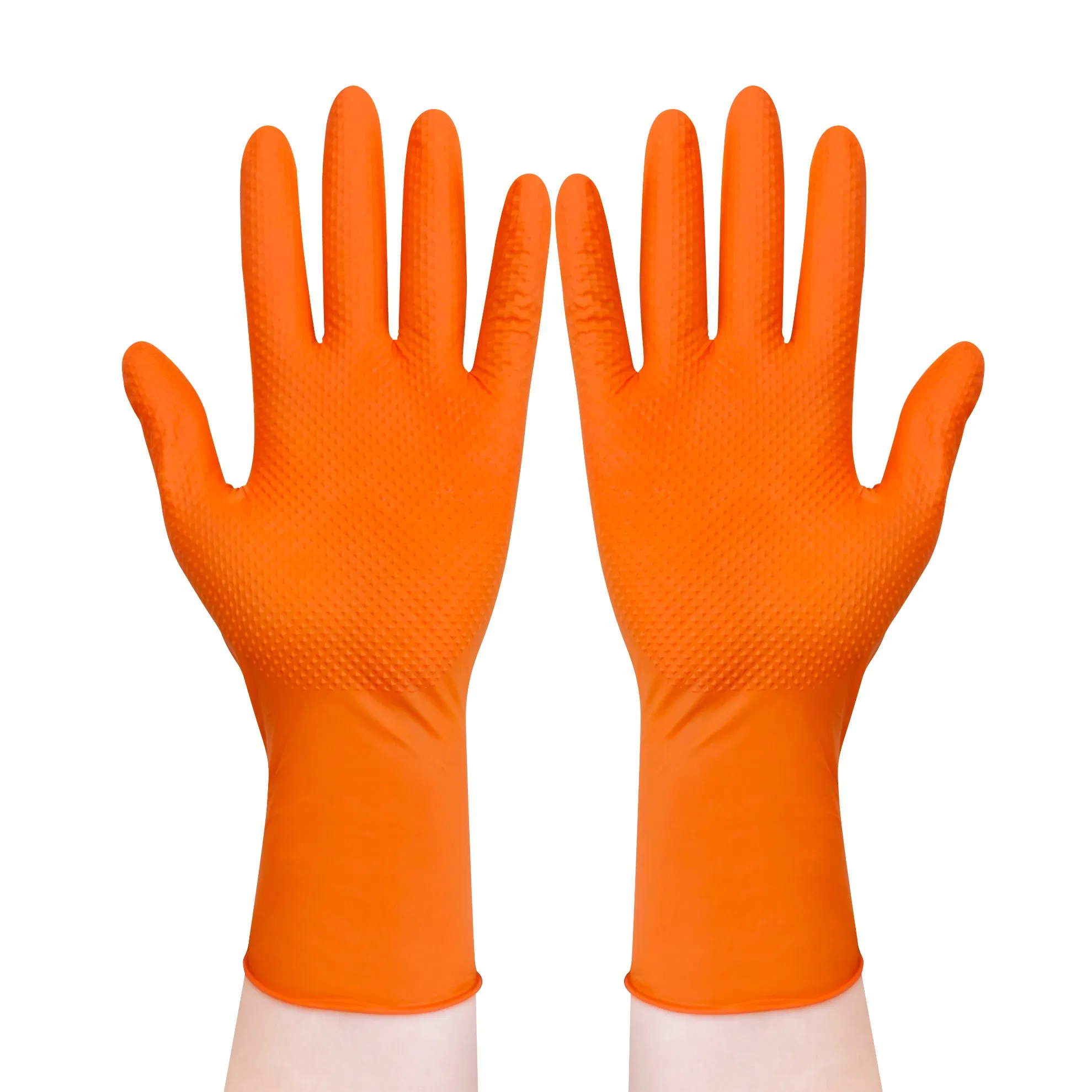 Diamond Grip Nitrile Gloves Black and Orange Comfortable for Daily Protection