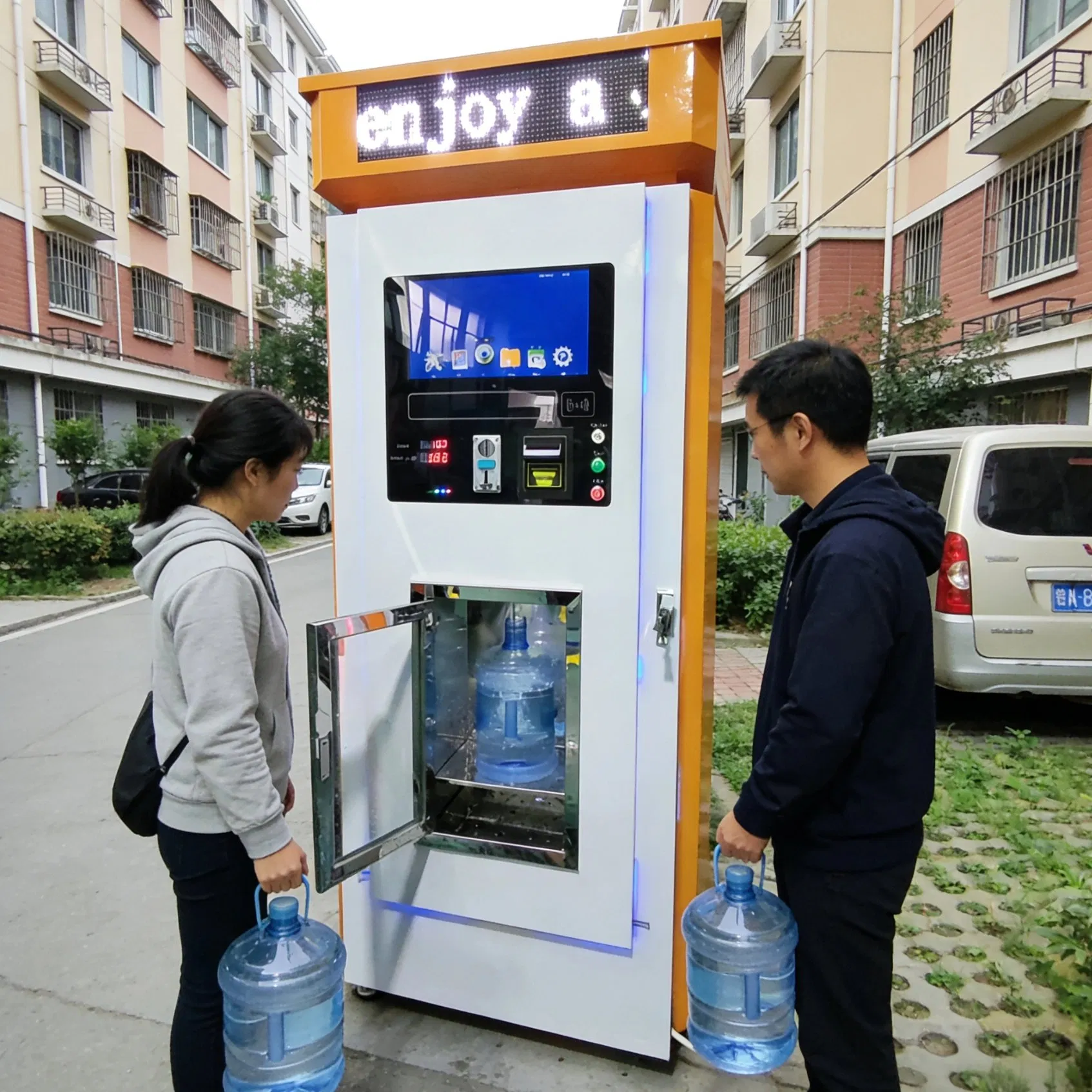 Commercial RO Purified Automatic Coin Cold Drinking Water Vending Machine for Qr Code Alkaline Water Sparking Water Mineral Water Dispenser Sale