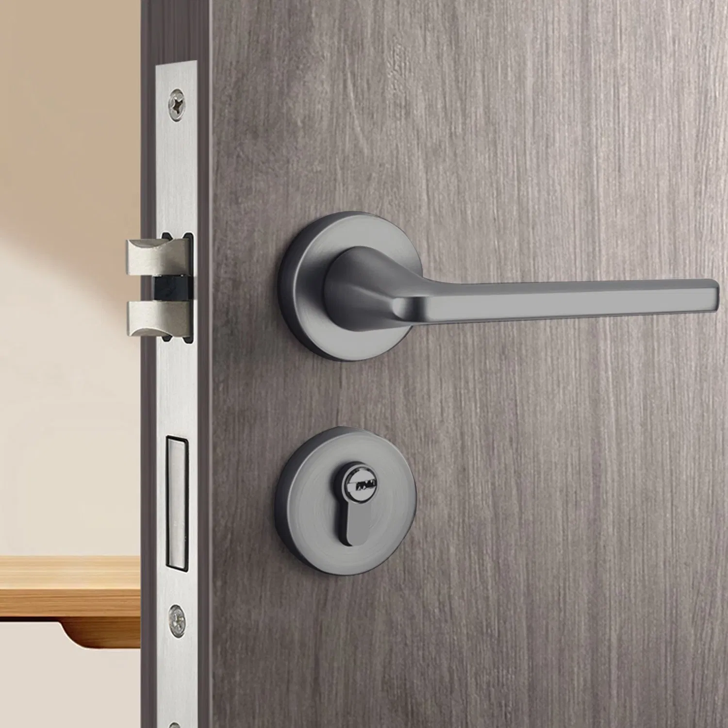 Door Hardware Door Handle Lock Aluminum Door Lock Wood Door Lock Aluminum Door Handle Gray Split Lock