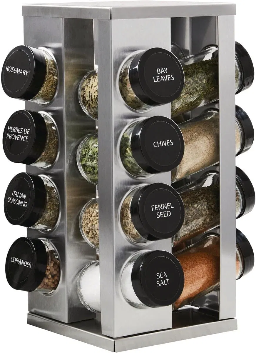 16 Jar Heritage Revolving Countertop Spice Rack Organizer with Spices Included