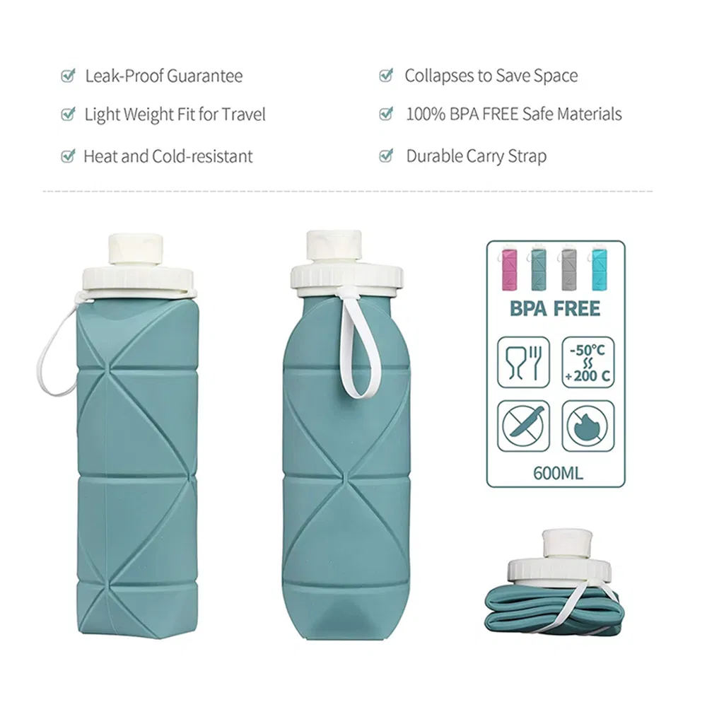 Складная бутылка для воды BPA Free, 600 мл