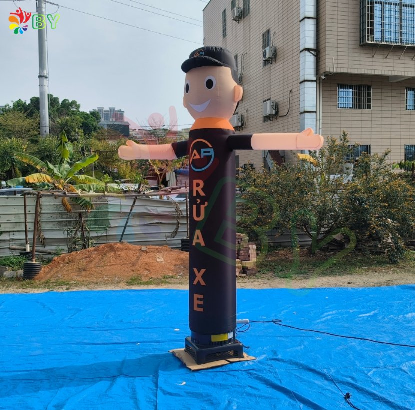 2022 Outdoor Custom 3m (10FT) H Red Inflatable Clown Moving Hand Sky Dancer Balloon for Shop/Store Advertising