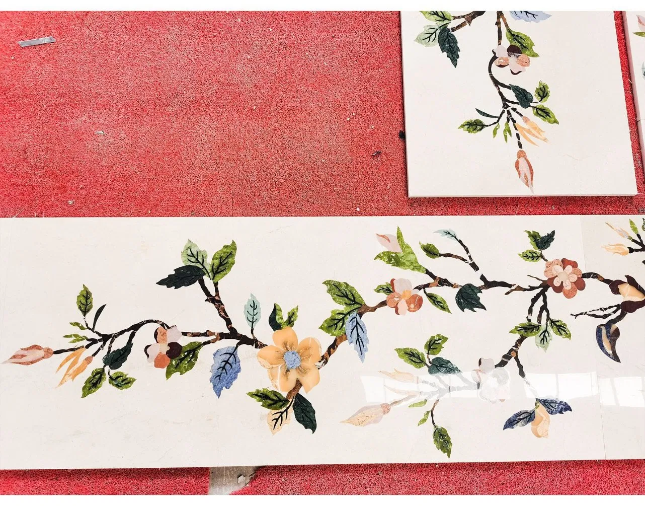 Luxury Marble Border Floors Tile Inlays Waterjet Flower Design for Projects