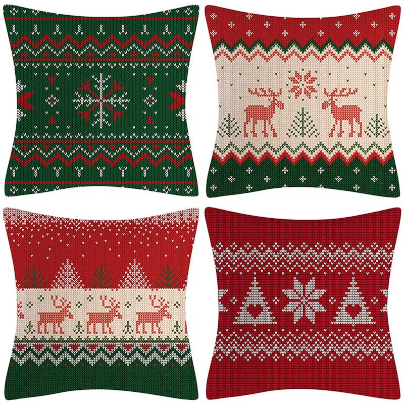 Wholesale Custom Christmas Decoration Pillow Cover Polyester Red Handwoven Cushion Cover Pillow Case
