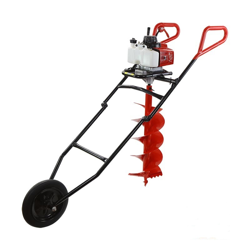 High Effienciy  63CC Petrol Hand Push Earth Fence Auger  with Trolley