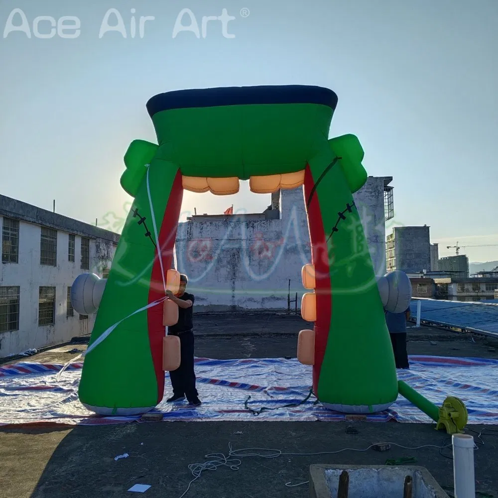 4X4mh Halloween Themed Inflatable Monster Archway with LED Lights for Outdoor Party Decorations