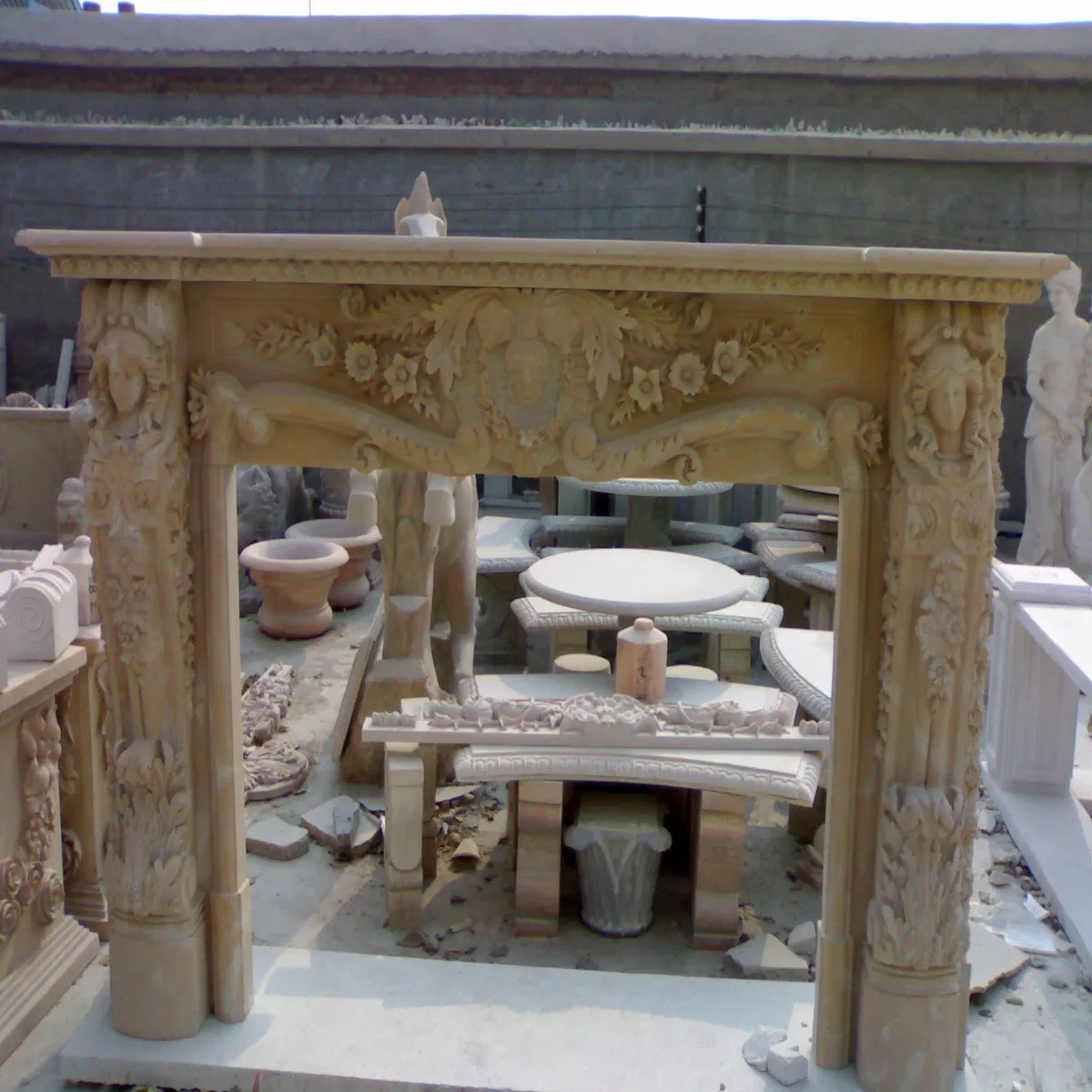 China Wholesale Limestone Interior Decoration Modern Style Hand Made Carved Marble Fireplace Mantel Design Price